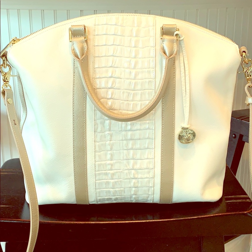 Authentic white Brahmin Duxbury satchel